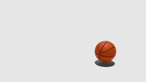 Basketball bouncing in and stopping on transparent background Stock Footage 340359896