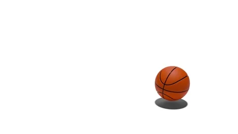 Basketball bouncing in and stopping on white background Stock Footage 340359881