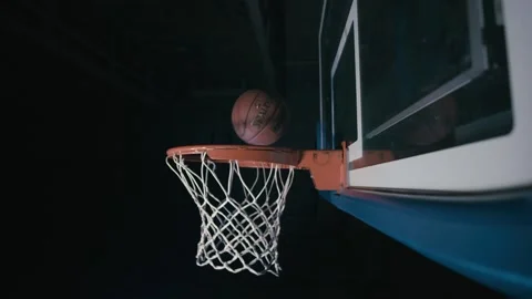 Basketball Bouncing Off Backboard And Going In Hoop Slow Motion Stock Footage 144860123