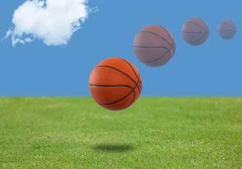 Basketball bouncing leaving a trail Stock Photos