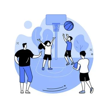 Basketball camp abstract concept vector illustration. Illustrazione stock