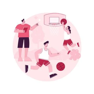 Basketball camp abstract concept vector illustration. Illustrazione stock