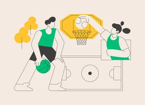 Basketball camp abstract concept vector illustration. Illustrazione stock