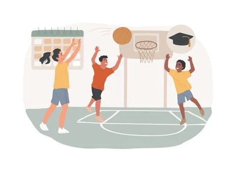 Basketball camp isolated concept vector illustration. Ilustración de archivo