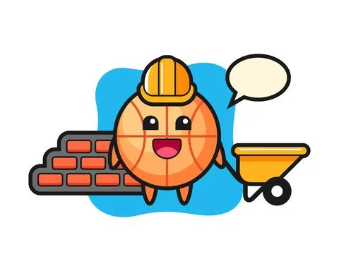 Basketball cartoon as a builder Stock Illustration
