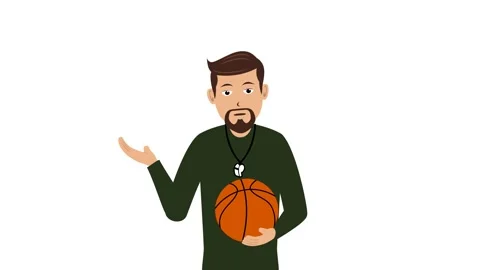 Basketball Coach Lipsync Presentation Animation Video Stock Footage 292482365