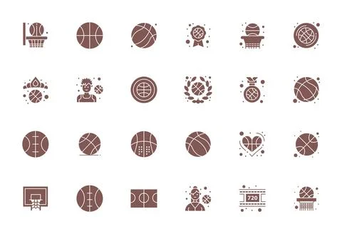 Basketball Complete Vector Package with 24 Retina Ready Filled Editable Icons Stock Illustration