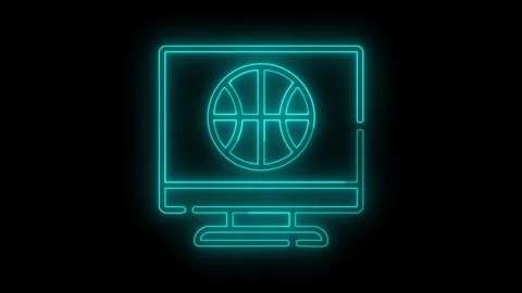Basketball on computer screen neon animation Stock Footage 321752084