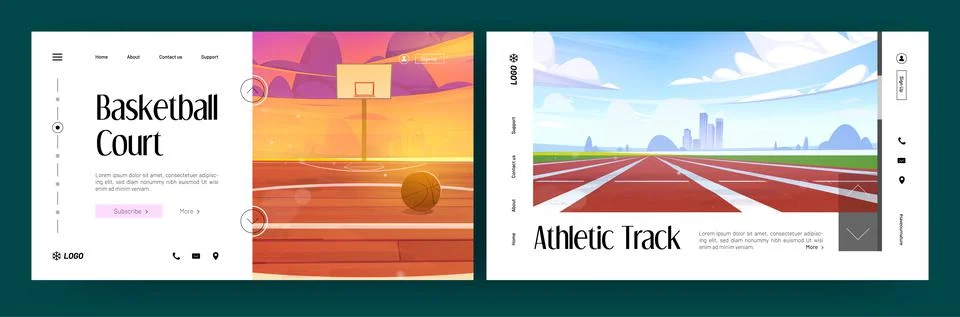 Basketball court and athletic track banners Stock Illustration