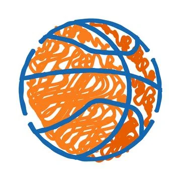 Basketball doodle art with scribbled texture and blue lines Stock Illustration