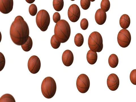 Basketball falling - white background Stock Footage 83062961