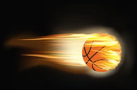 Basketball on fire Stock Illustration