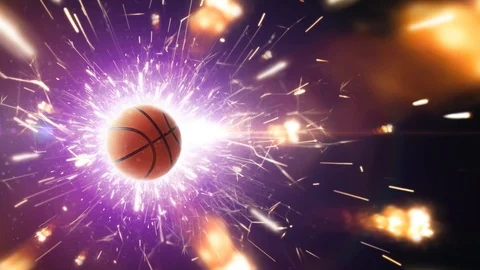 Basketball with fire sparks in action Stock Footage 87657945