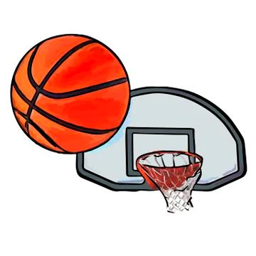 Basketball flies into ring Stock Illustration