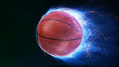 Basketball Flying in Flames Stock Illustration