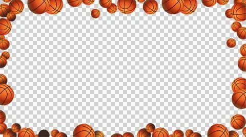 Basketball frame is forming rectangular border on transparent background, Stock Illustration