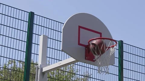 Basketball game, hoop, hrough net Stock Footage 145999680