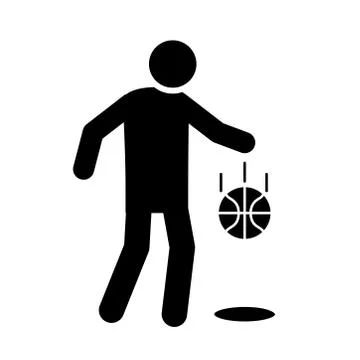 Basketball game, player bouncing ball recreation sport silhouette style icon Stock Illustration