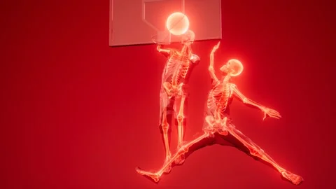 Basketball game players with visible bones Stock Footage 166346807