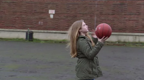 Basketball Girl Throws Stock Footage 45587357