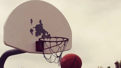 Basketball Goes Through Hoop Stock Footage 93166137
