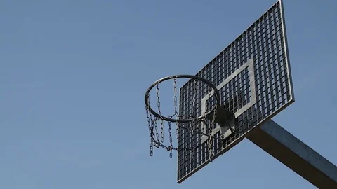 Basketball going through the hoop Slow motion Stock Footage 73982382