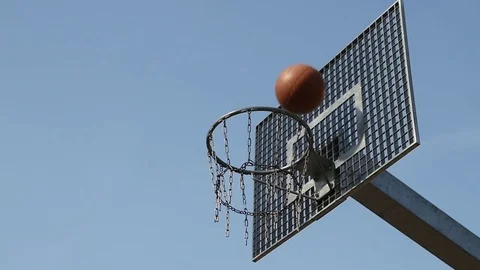 Basketball going through the hoop Slow motion Stock Footage 73985100