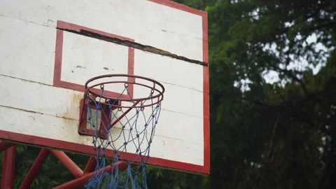 Basketball Going Through Hoop Successfully Stock Footage 345550997