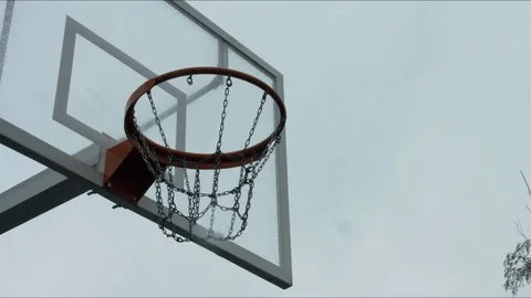The basketball hits the ring. Close-up Stock Footage 76071654
