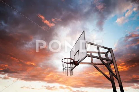 Basketball Hoop And Dramatic Sky