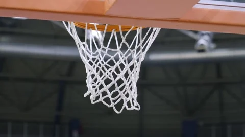 Basketball Hoop and Net - Empty Stadium - Close-up Shot Stock Footage 292120627