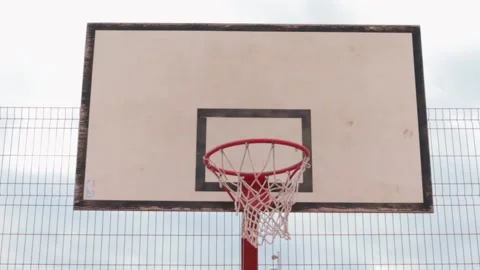 Basketball hoop front view dunk shoot playing game pattern empty Video stock 165530323