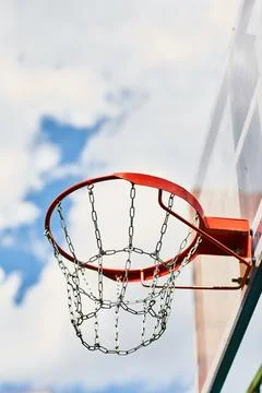 Basketball Hoop outside on the Playground. Close up. Basketball. Street game Stock Photos