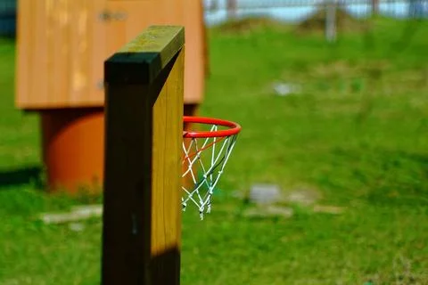 Basketball hoop on a rural plot Stock Photos