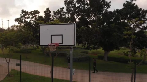 Basketball hoop at the sunset Stock Footage 145167671