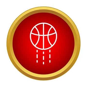 Basketball icon with bouncing ball on red button Stock Illustration