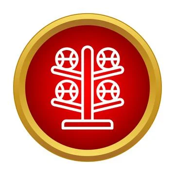 Basketball icon on red circle displaying sports equipment storage Stock Illustration