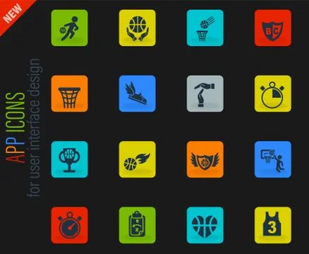 Basketball icon set Stock Illustration
