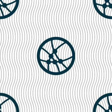 Basketball icon sign. Seamless pattern with geometric texture. Vector Stock Illustration