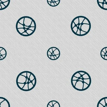 Basketball icon sign. Seamless pattern with geometric texture. Vector Stock Illustration