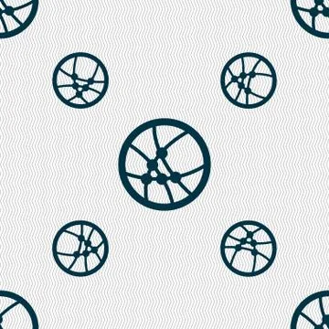 Basketball icon sign. Seamless pattern with geometric texture. Stock Illustration