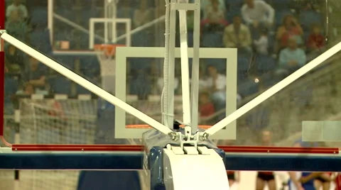 Basketball. Inserted the basket in the end of attack at a basketball game 스톡 동영상 56399082