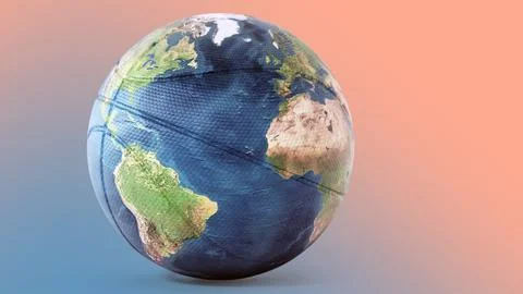 Basketball mapped with Earth texture. 3D illustration Stock Illustration