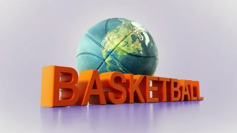 Basketball mapped with Earth texture. 3D illustration Stock Illustration