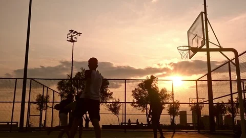 Basketball Match In The Sunset Stock Footage 112652704