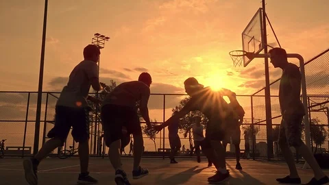 Basketball Match In The Sunset Stock Footage 112654550