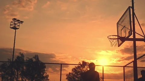 Basketball Match In The Sunset Stock Footage 112656100