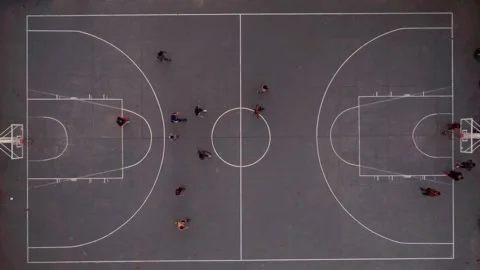 Basketball Match Top Down View Stock Footage 249624666
