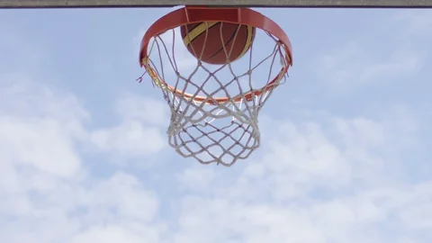 Basketball missing the hoop and bouncing off, in slow motion Stock Footage 91537200