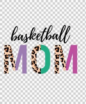 Basketball Mom Text With Leopard Print Pattern Stock Illustration